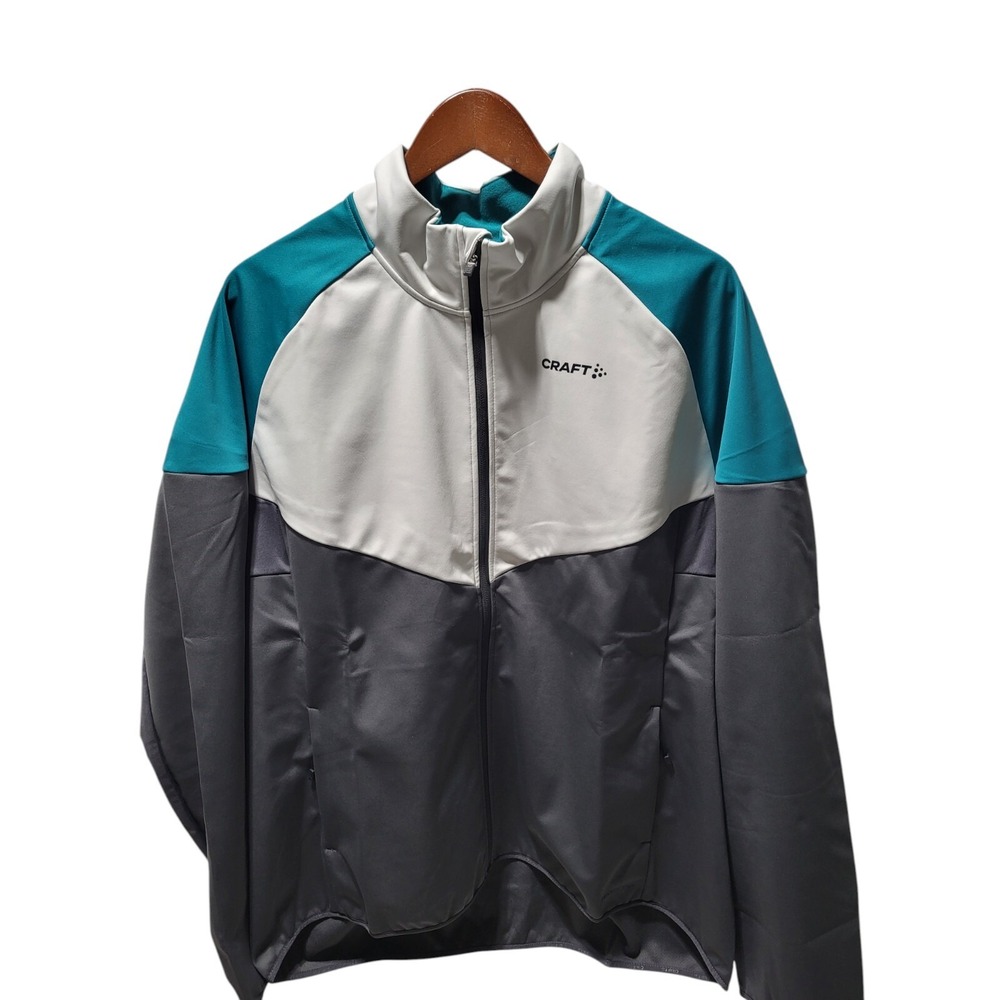 Craft Glide Jacket Men's XL White Gray Green Waterproof Windproof Full Zip